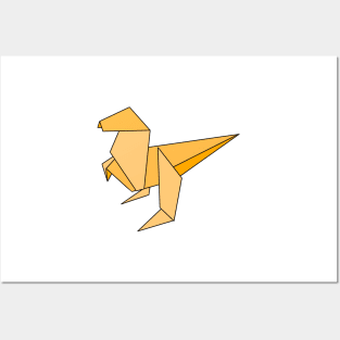 Orange origami dinosaur Posters and Art